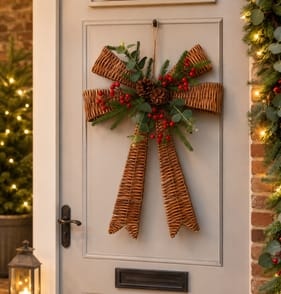 Winter Charm Rattan Large Bow - Red