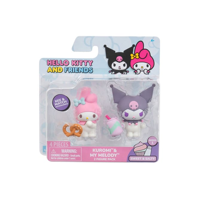Hello Kitty & Friends Figure 2 Pack: Sweet & Salty - Kuromi Soda Can & My Melody Pretzel