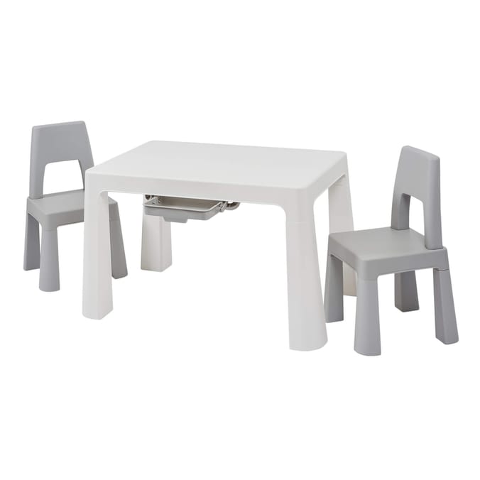 Liberty House Toys Kids Height Adjustable Table and Two Chairs Set - White & Grey