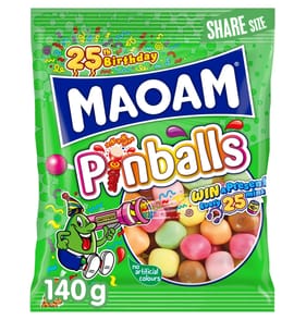 Maoam Pinballs Fruit & Cola Flavour Chewy Sweets Sharing Bag 140g