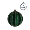 Festive Feeling Alpine Woods Flocked Stripe Christmas Bauble 6 Pack
