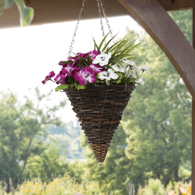 Jardin Artificial Hanging Cone Basket Home Bargains