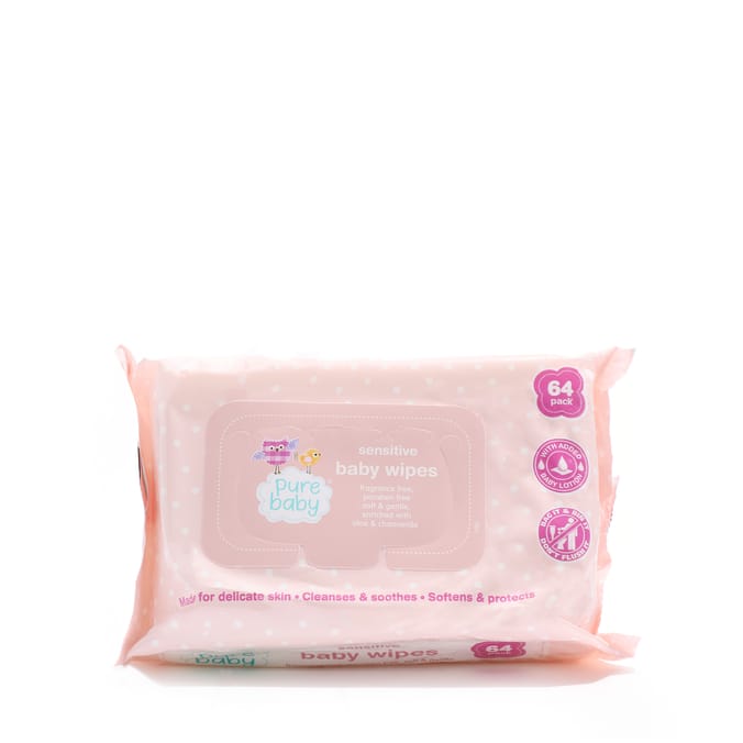 Pure Baby Sensitive Baby Wipes 64's x24