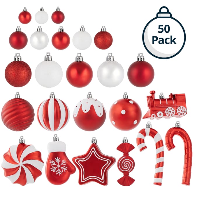 Sleigh Bells Candy Christmas Baubles 50 Pack - Red