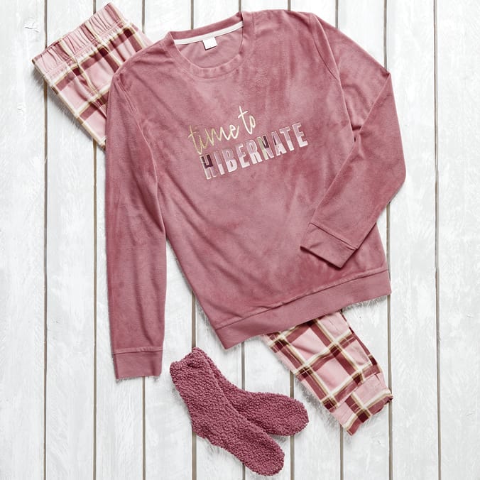 Crushed velvet pyjamas home bargains online