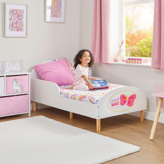 Liberty House Toys Kids White Toddler Bed – Spread Your Wings and Fly