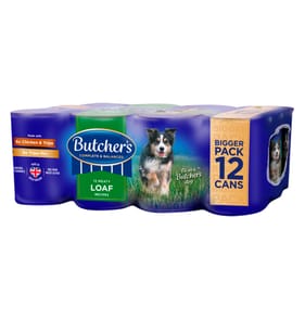 Butcher's 12 Tripe Meaty Loaf Recipes Wet Dog Food Tins 400g