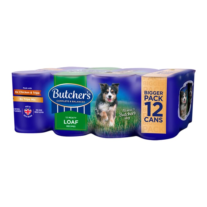 Butcher's 12 Tripe Meaty Loaf Recipes Wet Dog Food Tins 400g