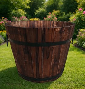 Jardin Hand Crafted Round Wooden Planter