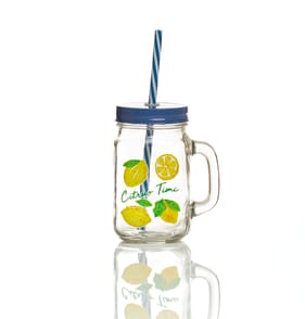  The Outdoor Edit Summer Mason Jar With Straw - Lemon