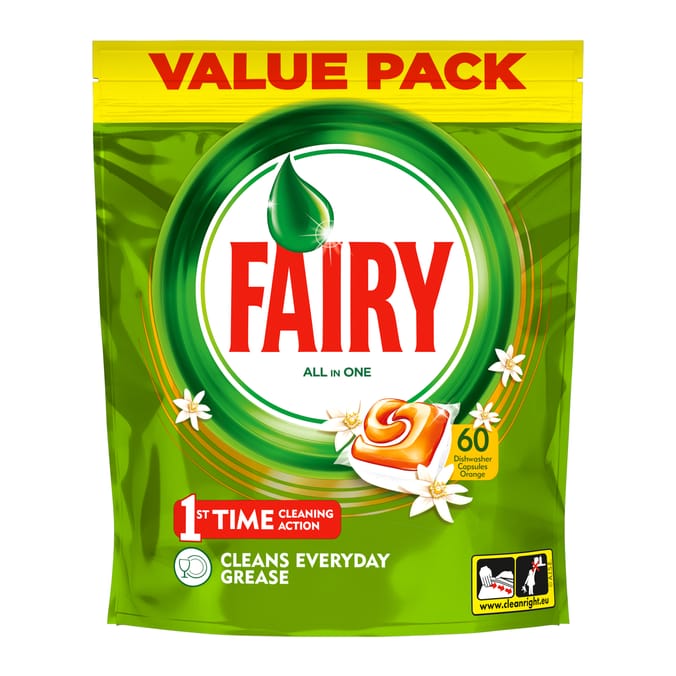 Fairy Original All In One Dishwasher Tablets Orange 60 Capsules