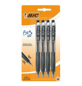 Bic BU3 Grip Retractable Black Pen 4 Pack