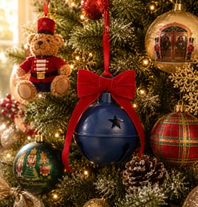 The Lifestyle Edit Timeless Christmas Hanging Bell - Navy