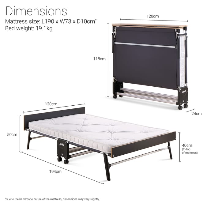 Jay-Be GP120 Grand Folding Bed with e-Pocket Tufted Mattress - Small Double