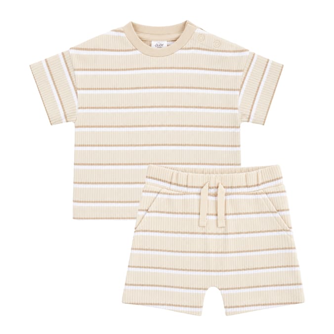 Pure Baby Natural Ribbed Stripe Set