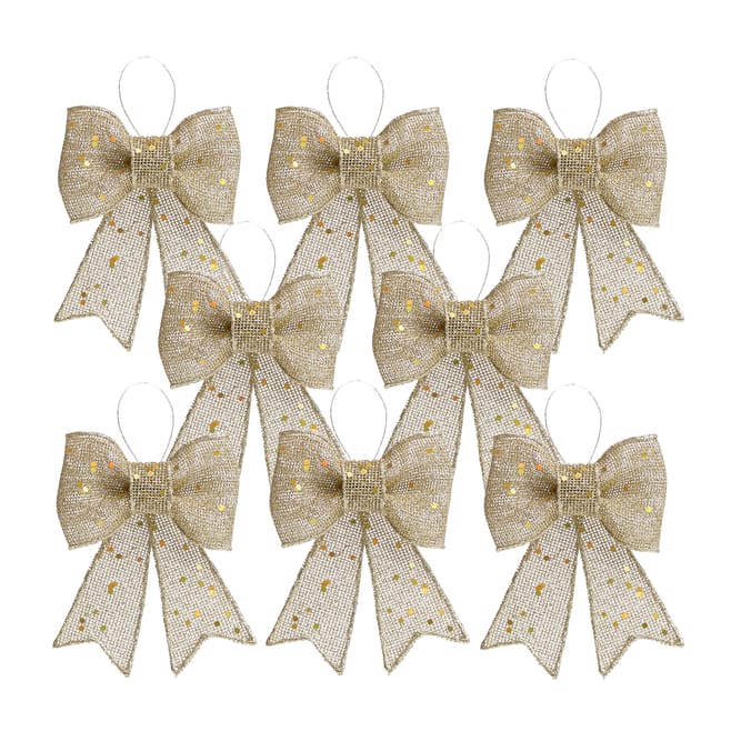 Festive Feeling Decorative Gold Bows 2 Pack x4