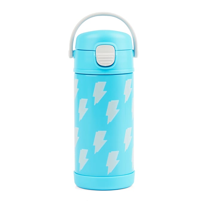  Printed Stainless Steel Blue Water Bottle 350ml - Lighting Bolts 