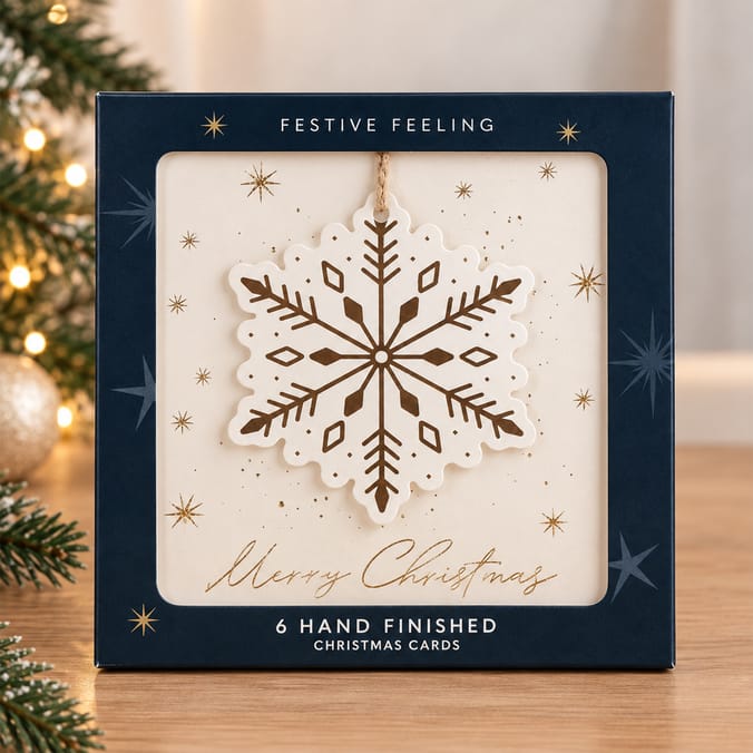Festive Feeling Snowflake Christmas Cards 6 Pack