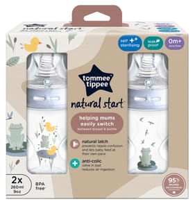 Tommee Tippee Natural Start Anti-Colic Baby Bottles 0m+ 2 x 260ml