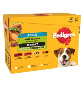 Pedigree Adult Wet Dog Food Pouches 12 x 100g - Mixed Selection in Gravy