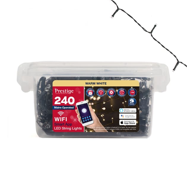 Prestige 240 Mains Operated WiFi Smart App String Lights Home Bargains