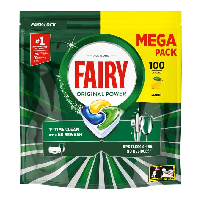 Fairy Original Power Dishwasher Tablets 100 Washes - Lemon 