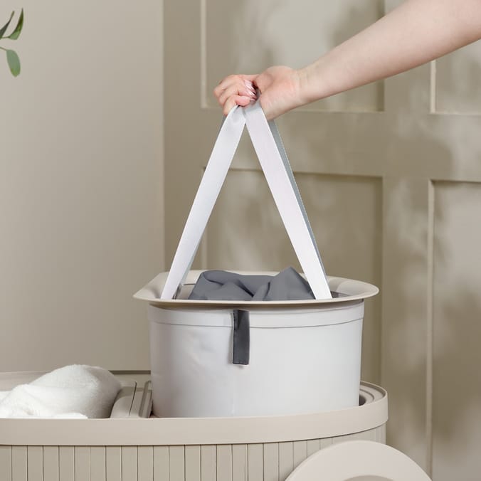 Home Collections Ribbed Bamboo Double Laundry Hamper