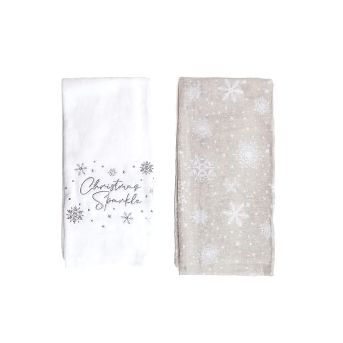 Home Collections Set of 2 Tea Towels Snowflake Home Bargains