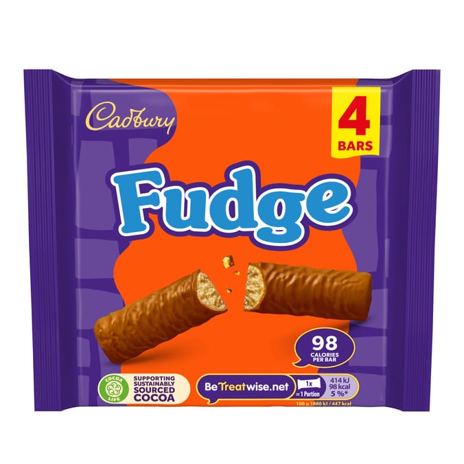 Cadbury Fudge Chocolate Bar 4 Pack Multipack 88g