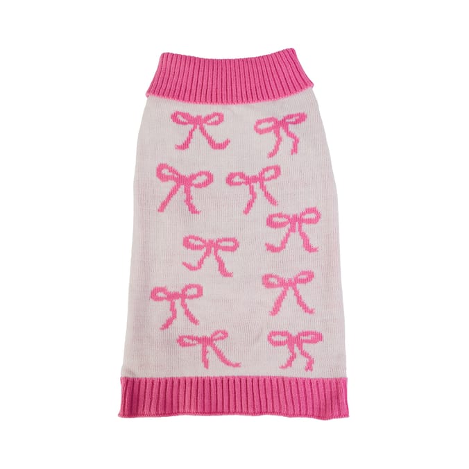 My Pets Cable Knit Jumper Pink Bow