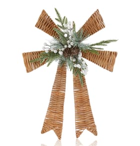 Winter Charm Rattan Large Bow - White