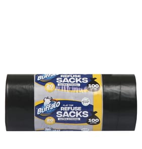 Buffalo Flat Top Refuse Sacks Ultra Strong 100 Litre 20 Pack