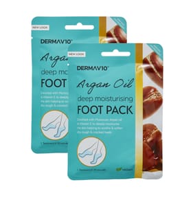 Derma V10 Argan Oil Deep Moisturising Foot Pack x2