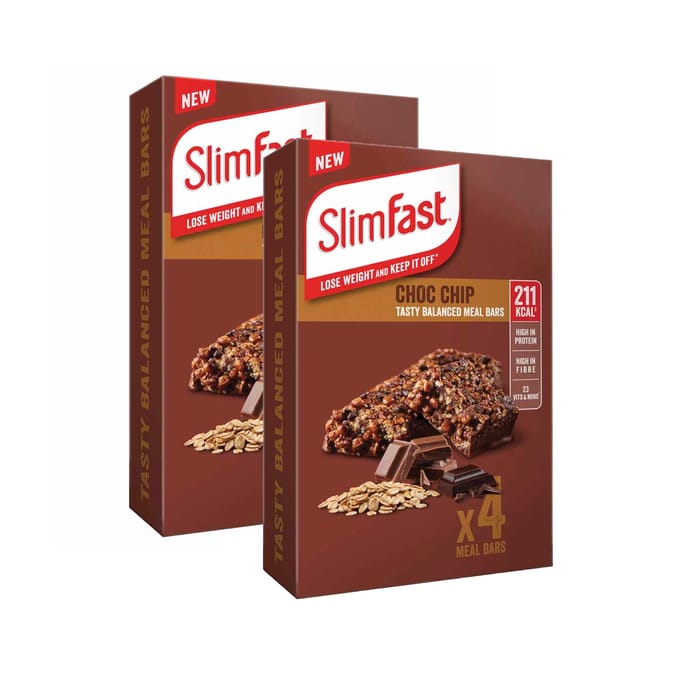 SlimFast Meal Bars 4 Pack 60g - Choc Chip x2