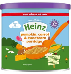 Heinz Multigrain Pumpkin, Carrot & Sweetcorn Porridge Baby Food 7+ Months 200g