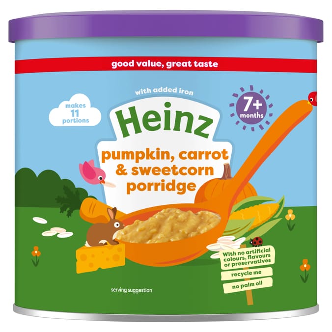 Heinz Multigrain Pumpkin, Carrot & Sweetcorn Porridge Baby Food 7+ Months 200g