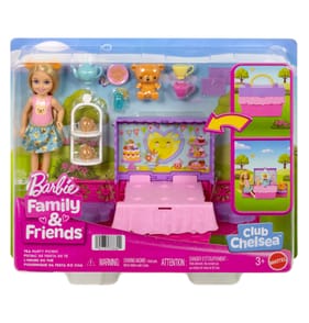 Barbie Family & Friends Club Chelsea Pop-Up Tea Party Playset With Small Doll & 10+ Accessories