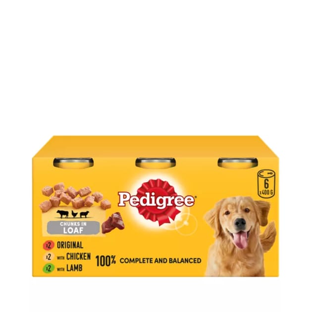 Pedigree Chunks in Gravy Wet Dog Food Tins 6 x 400g Home Bargains