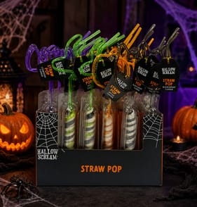 Hallow Scream Straw Pop 42g 24 Pack - Assorted Flavours