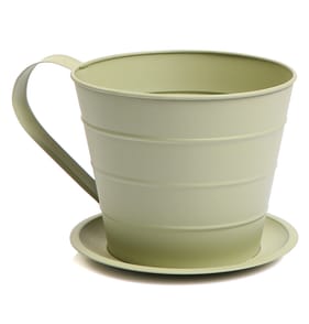 The Outdoor Living Collection Cup & Saucer Planter - Green