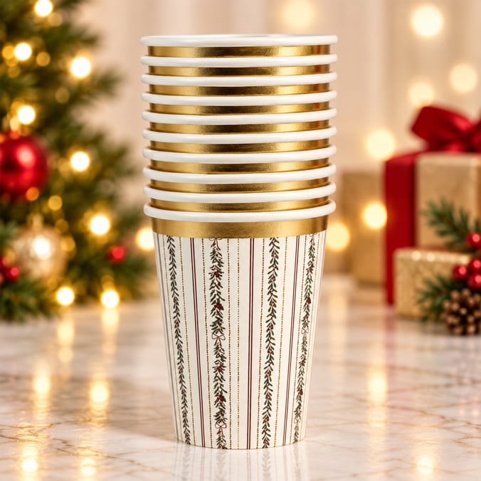 Festive Feeling Paper Cups 10 Pack - Holly