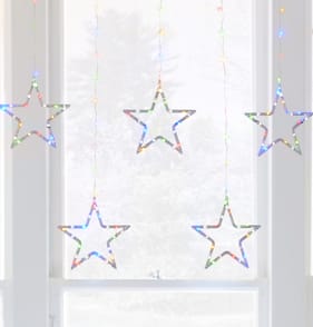 Prestige 5 Battery Operated LED Star Curtain Lights - Multi Colour