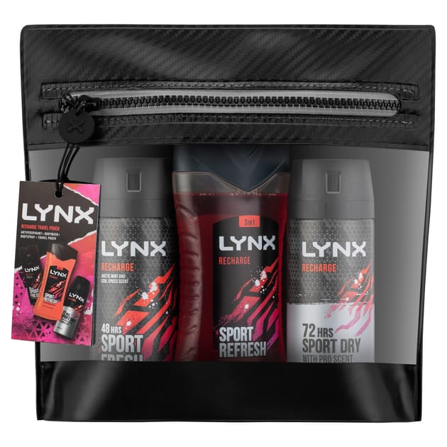Lynx Travel Pouch Washbag Gift Set Recharge Home Bargains