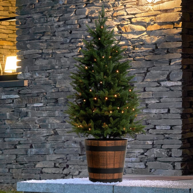Festive Feeling Premium Pre-Lit Potted Green Tree 4ft