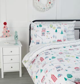  Joyful Reversible Duvet Set Double - White