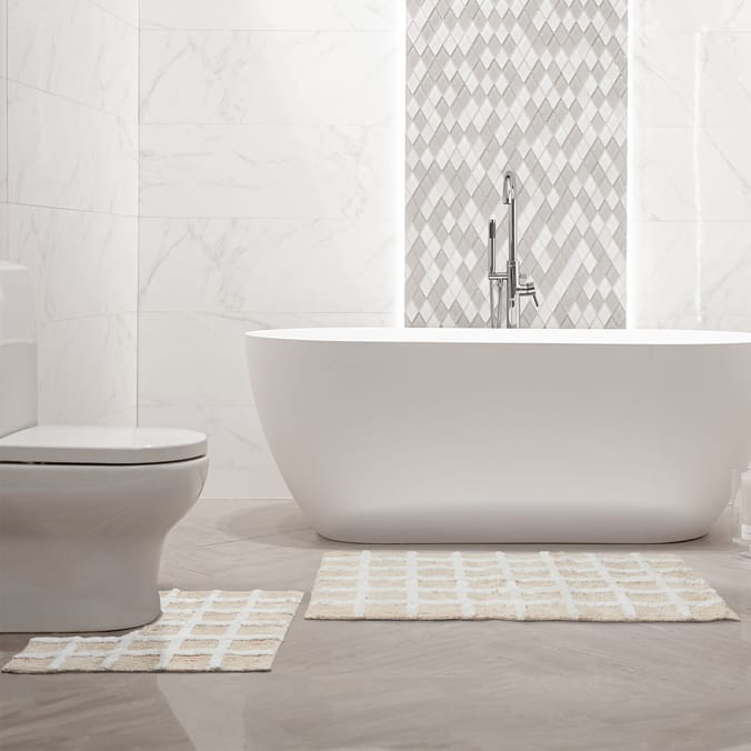 Tufted 2 Piece Checkered Bath & Pedestal Mats