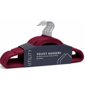 Utility 25 Non-Slip Velvet Hangers - Burgundy