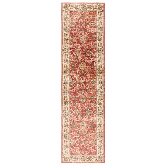 Asiatic Raja Border Runner RA06 - Red/Cream