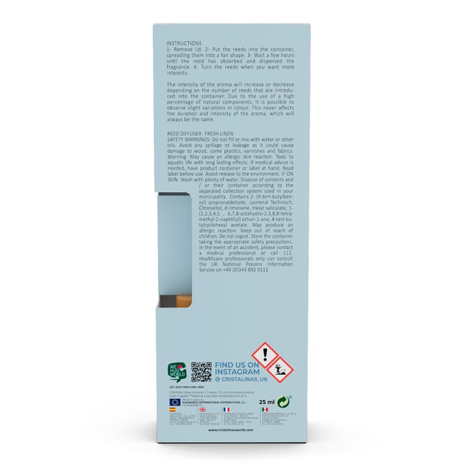 Cristalinas Reed Diffuser 25ml - Fresh Linen