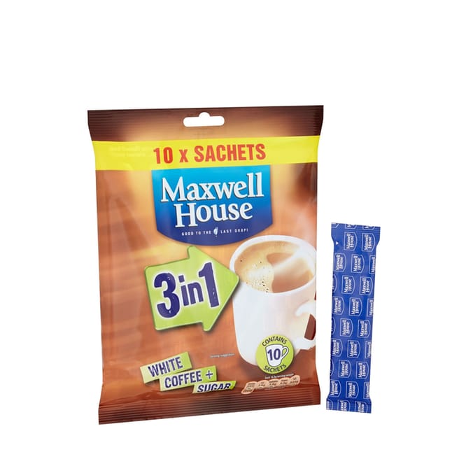 Maxwell House 3 in 1 White Coffee + Sugar 10 Sachets x14